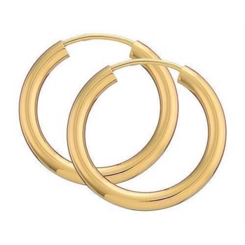 BNH Ladies shiny gold plated sterling silver Ear creoles, Ø 20 mm x 2.5 mm